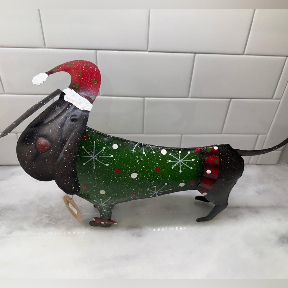 Metal Christmas Sweater Holiday Dachshund Decoration. NWT